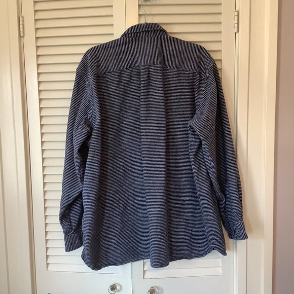 L.L. Bean buttondown flannel shirt XL navy stripes cotton Traditional Fit - Picture 4 of 6